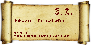 Bukovics Krisztofer névjegykártya